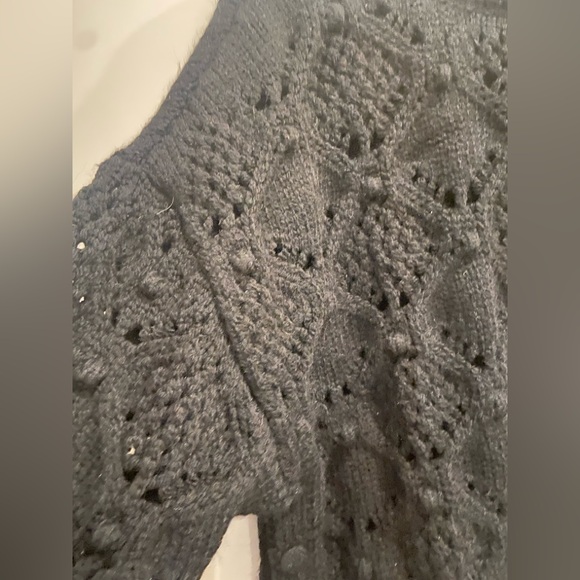 Zara Knit Pompom Cape Sweater Sz S - Picture 7 of 7